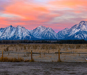 Grand Tetons Panoramic Teton National Park Wyoming mountains sunset