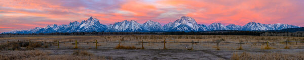Grand Tetons Panoramic Teton National Park Wyoming mountains sunset