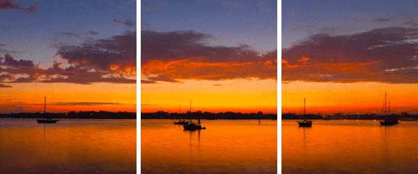 Sunrise in St. Augustine - Triptych St. Augustine StAugBoatsSunriseTriptych GD Whalen Photography