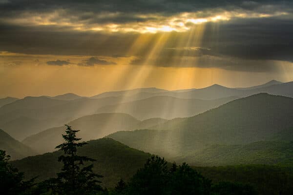 GD Whalen Photography Museum Grade Crystal Archival Prints Landscape photography wildlife photography nature photography mountains sun rays trees Smoky Mountain NP