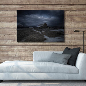Home oversized acrylic office wall art TetonWinterBarnRoom GD Whalen Photography